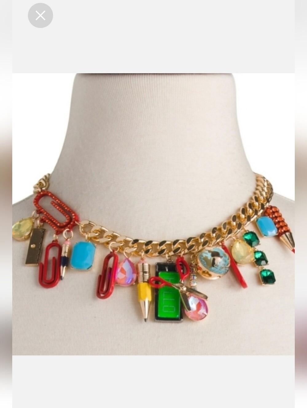 Betsey Johnson Gold Chain Charm Necklace with Multicolor Charms EL Hm - Picture 4 of 4
